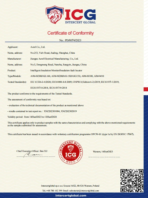 aim series intelligent insulation monitor insulation fault locator iec certificate