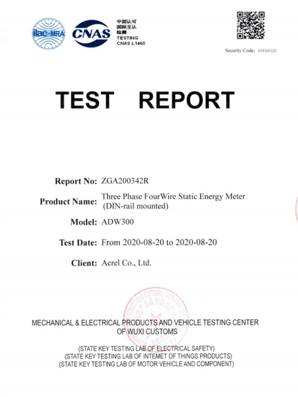 adw300 three phase four wire static energy meter ip30 60529 2013 report