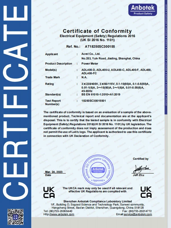 adl400 d adl400 c adl400 d power meter ukca lvd certificate