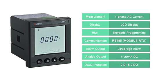 Features of AMC72L-AI Single Phase Ammeter Analyzer